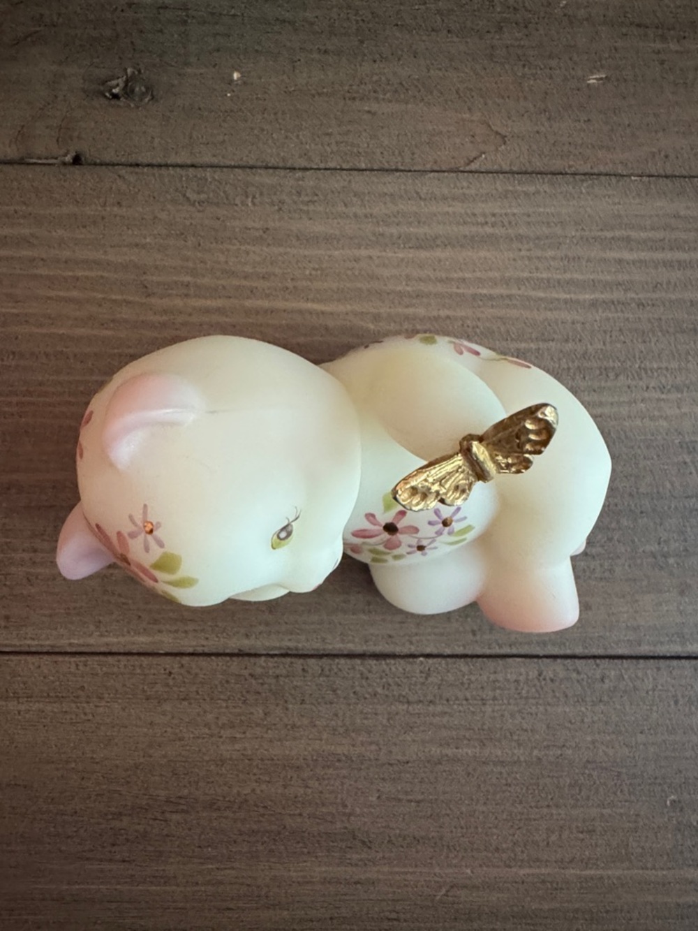 Vintage Fenton Art Satin Glass Butterfly Bear - Picture 6 of 7